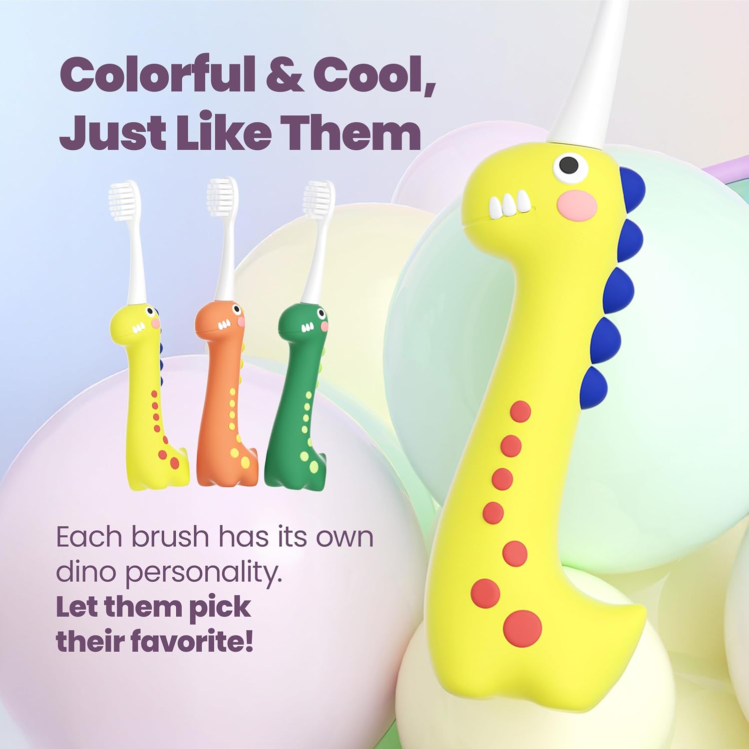 Well Before Dinosaur Kids Toothbrush, 0.12mm Soft Filament Toddler Toothbrush for Kids 6-12 Make Brushing Fun and Protect Kids Delicate Teeth (Pack of 3)