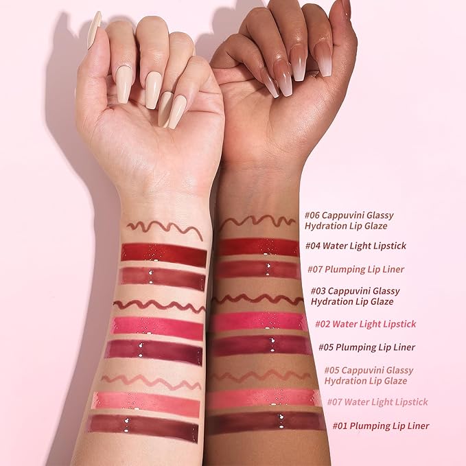 KIMUSE 3PCS Lip Combo Set - Matte Lip Liner Pencil + Hydrating Tinted Lip Balm + Juicy Lip Gloss Tint, Non-Sticky, Long-Lasting, High Pigment Lip Makeup Kit (Juicy Plum Set)