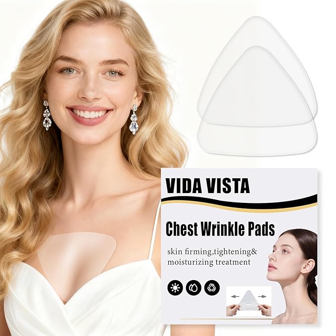 2PCS Triangle Silicone Chest Wrinkle Pads for Décolleté – Reusable Anti-Wrinkle Chest Patches for Women – Firming & Hydrating Silicone Pads for Chest Lines – Medical-Grade & Eco-Friendly