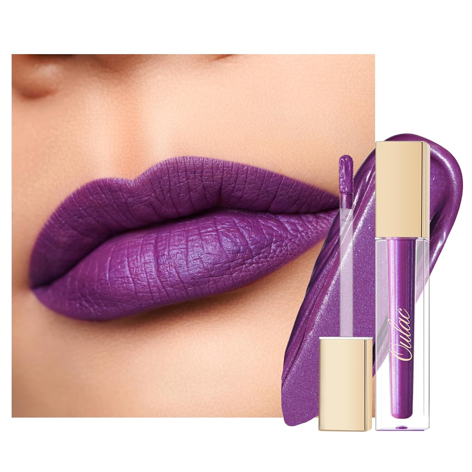 Oulac Matte Liquid Purple Lipstick for Women, Makeup Long Lasting High Impact Lip Color, Waterproof, Creamy Formula Lip stick with Vitamin E, Vegan & Cruelty-Free, 4.5ml (MS04)