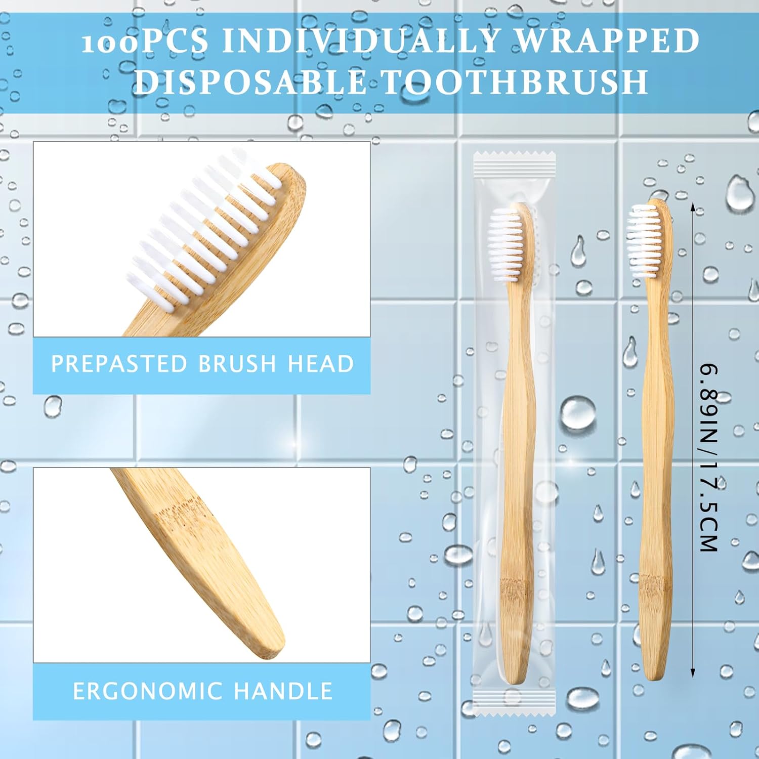 Sliner 100 Packs Prepasted Disposable Toothbrush Bamboo Prepasted Individually Wrapped Pre Pasted Toothbrush with Bamboo Handles Homeless Gift Set for The Homeless (Classic Color)