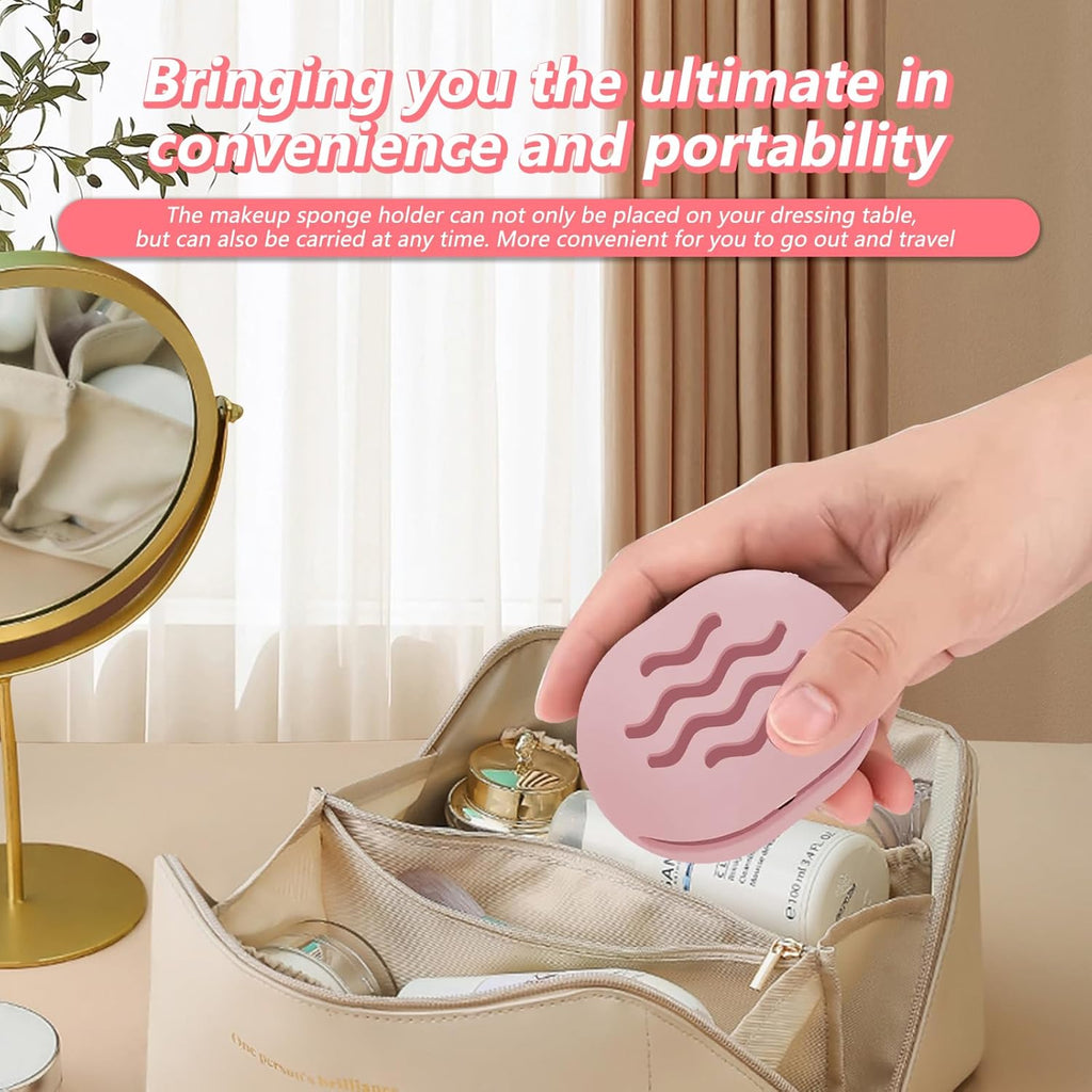 2-Pack Sponge Holder Silicone Makeup Sponge Travel Case Makeup Beauty Sponge Holder - Travel Storage Case for Beauty Blenders, Portable Organizer（Rose+Pink）