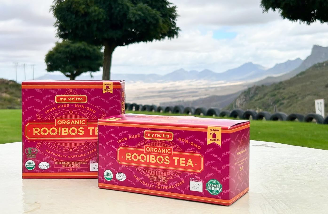 My Red Tea | USDA Organic Rooibos Tea | 40 Tagged Teabags | Single-Origin, Farmer-Friendly, Caffeine-Free | Sustainably Farmed in South Africa | Pure & Natural
