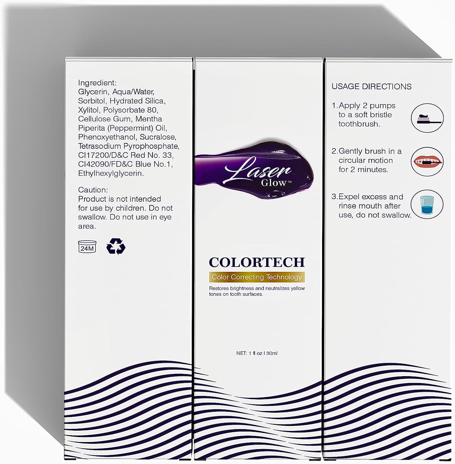 LaserGlow Purple Color Corrector Toothpaste – Health.com #1 Ranked Stain-Neutralizing Formula, Instant Teeth Brightening & Enamel-Safe Whitening, 3.4 oz Tube