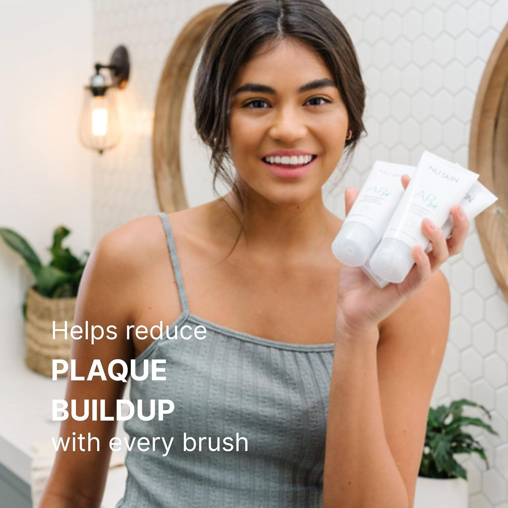 Nu Skin AP 24 Whitening Fluoride - Free Toothpaste | AP 24 Blend | Vanilla Mint Flavor | Brightens Teeth | Removes Surface Stains | Prevents Dental Cavities & Plaque | Enamel-Safe | 4 oz | 1 Pack
