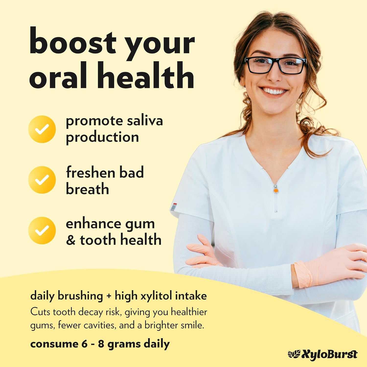 XyloBurst - Xylitol Mints | Sugar Free Breath Freshener for Oral Health | Gluten Free, Vegan, Keto Friendly | Aspartame Free | Lemon | 1000 Count Bag