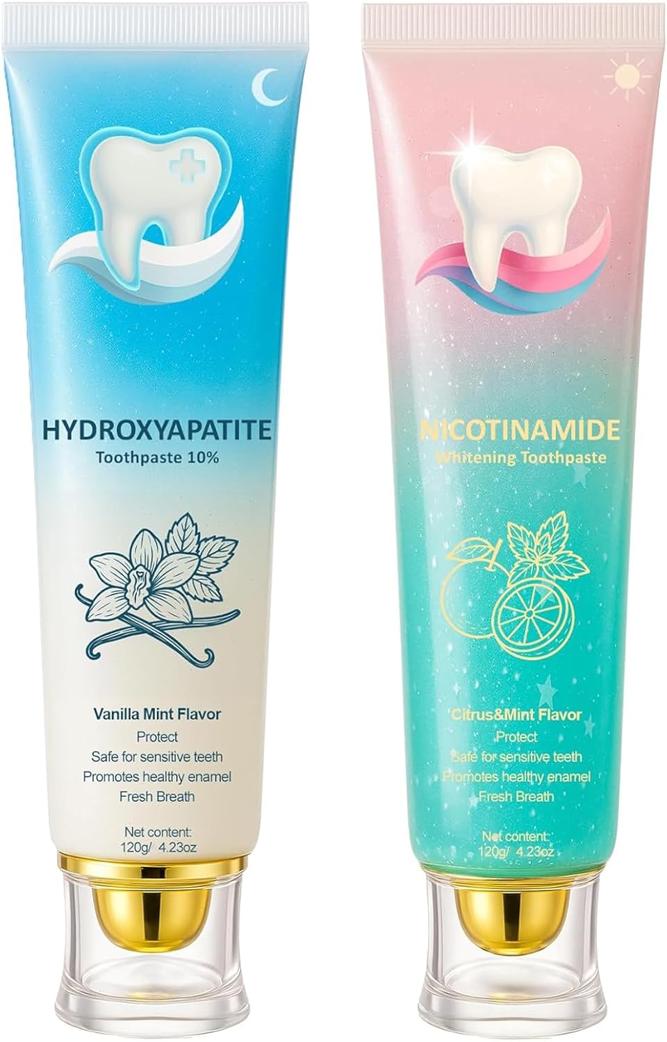 Hydroxyapatite Toothpaste 10% + Niacinamide Whitening Toothpaste - Enamel Repair & Sensitivity Relief, Nano Hydroxyapatite, Fluoride-Free for Gum Care & Fresh Breath, Teeth Whitening