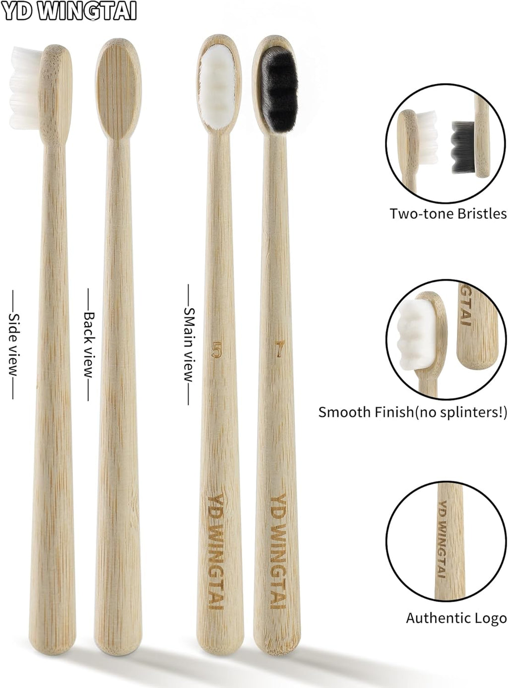 Soft Toothbrushes for Adults Wooden Natural Toothbrushes Bristle Organic Eco Friendly Travel Size Set (10pack)