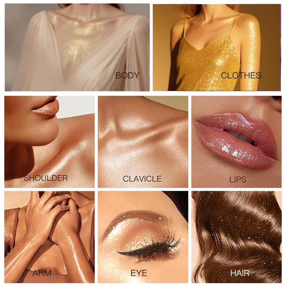 Mint Highlighter Spray, Professional Shiny Glitter Spray for Eyeshadow Face and Body Luminizers, Loose Shimmer Powder Makeup Mist for Women Kid Rave Outfits Festival Accessories