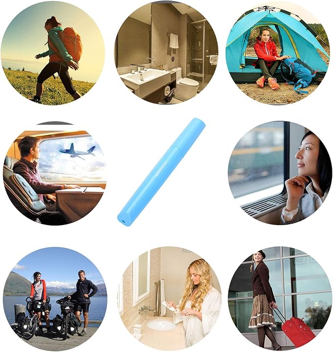 Travel Toothbrush Case Plastic Container Box Breathable Design with Air Hole More Toothbrush Tube for Home Daily Office Business Use (Light Blue)