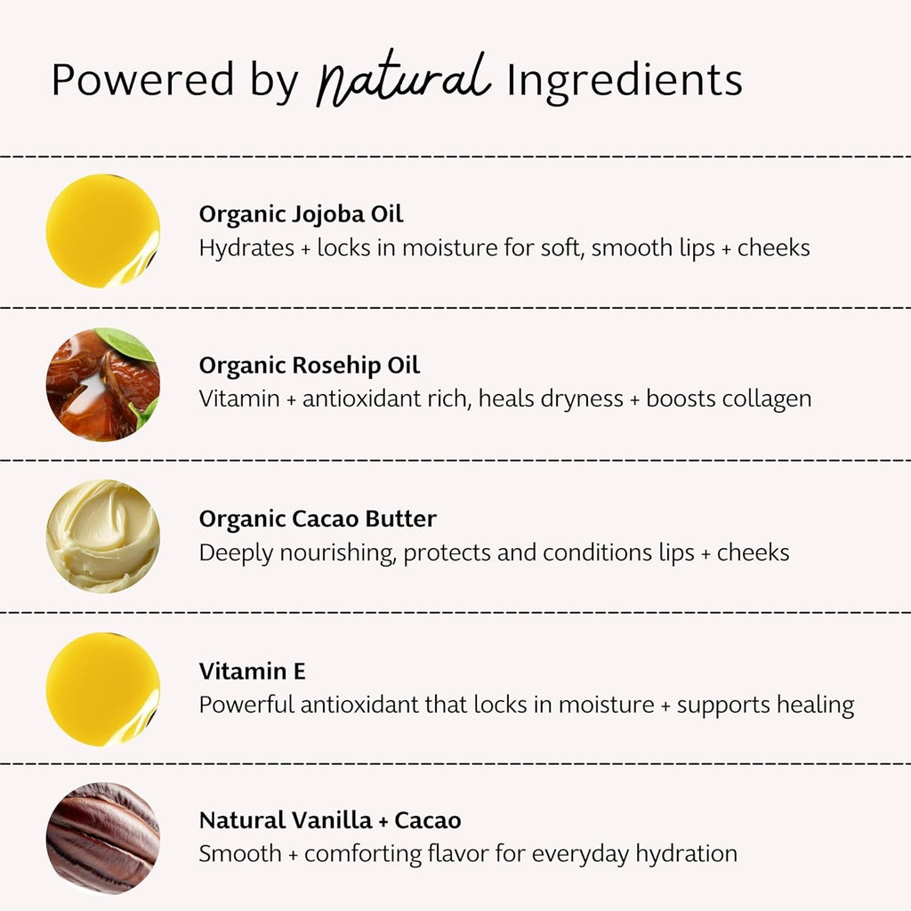 Slo | Natural Lip Balm - All Natural Ingredients, Vegan & Cruelty Free, Hydrating & Soothing, Plastic Free, Paper Packaging | Vanilla + Cacao, (0.28oz/8g)