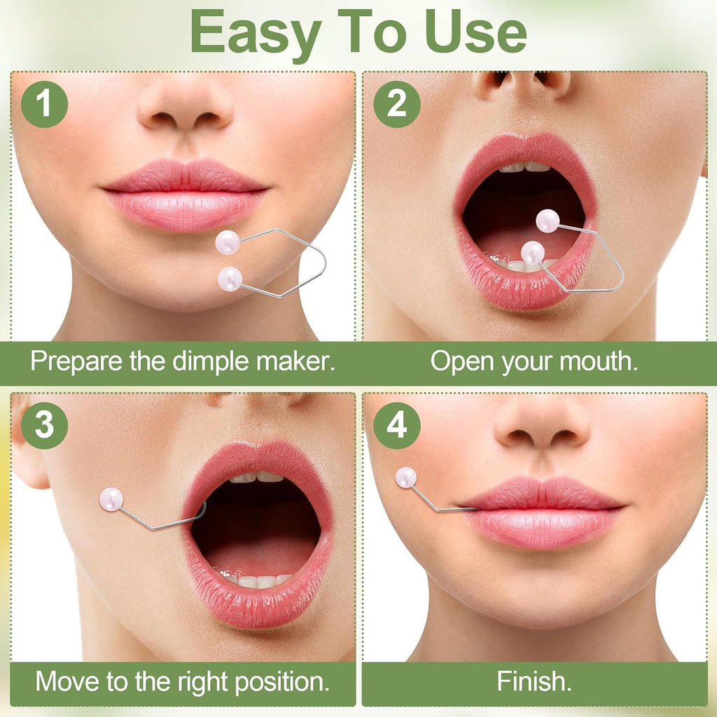 2pcs Natural Dimple Maker for Cheeks, Pink Facial Muscle Dimple Trainer Shaper, Facial Exerciser Tools for Beautiful Smile