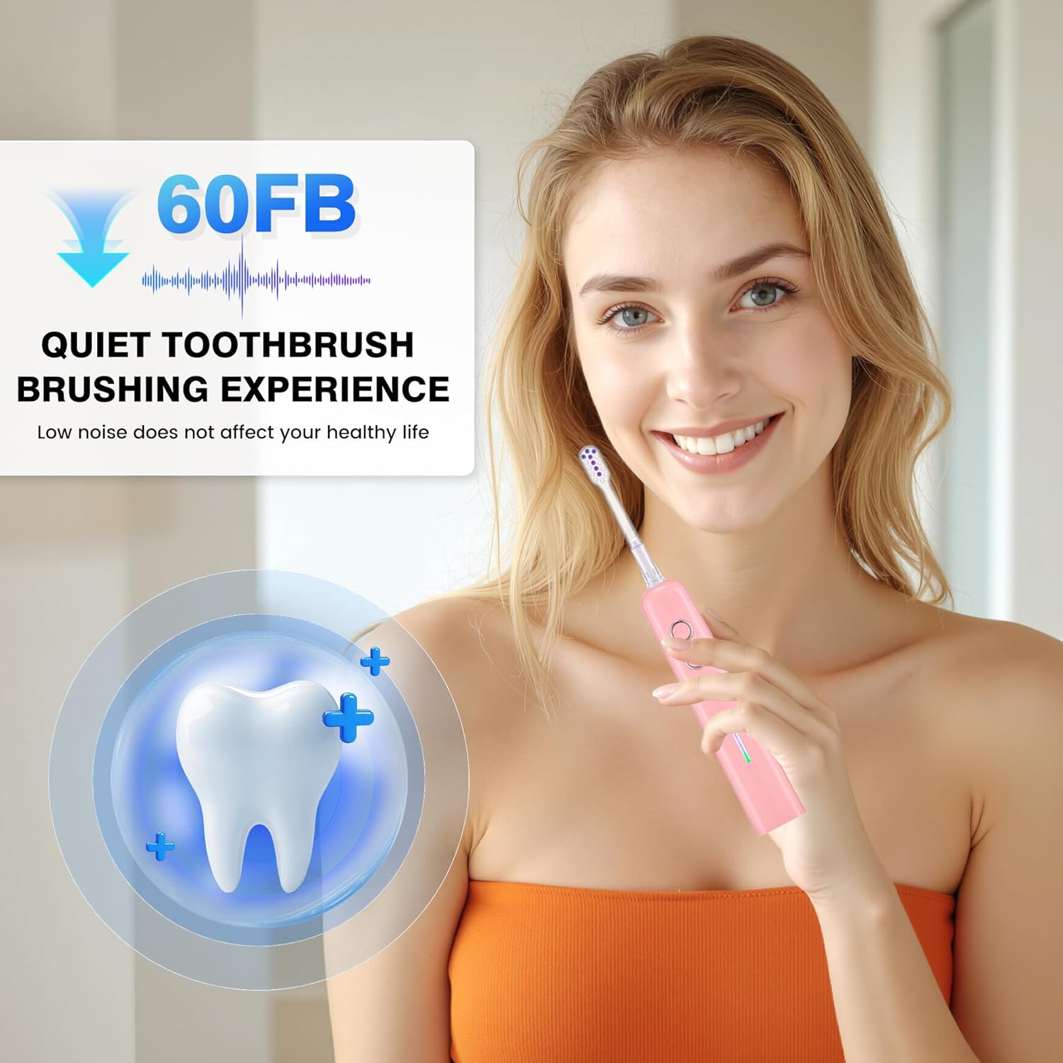 Electric Toothbrush for Adults Sonic Vibration Deep Mouth Cleaning Teeth Whitening Free 4 Toothbrush Heads Super Soft Bristles 3 Modes 90 Days Lifespan IPX7 Waterproof (Color Available)