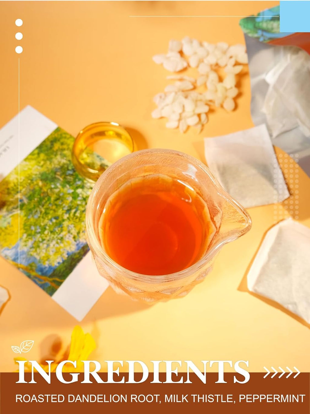 HYNTMYT Roasted Dandelion Root with Milk Thistle & Peppermint Tea Bags, Wellness, Refreshing Mint Flavor Dandelion tea, 100 Count