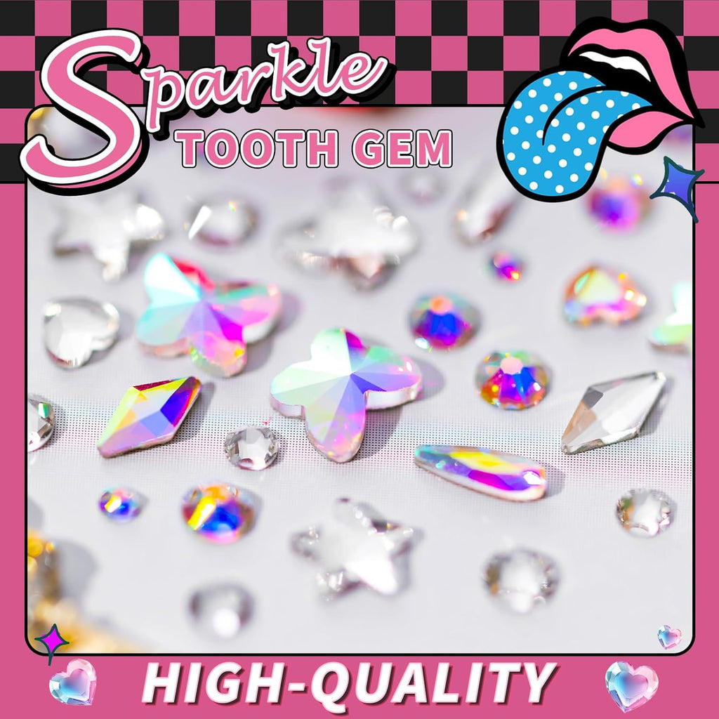 154 Letter pcs Teeth Gem Kit,Tooth Gems for DIY Crystals Teeth Jewelry Kit for Girls Gold Y2K Butterfly Love for Boys Silver (Silver)