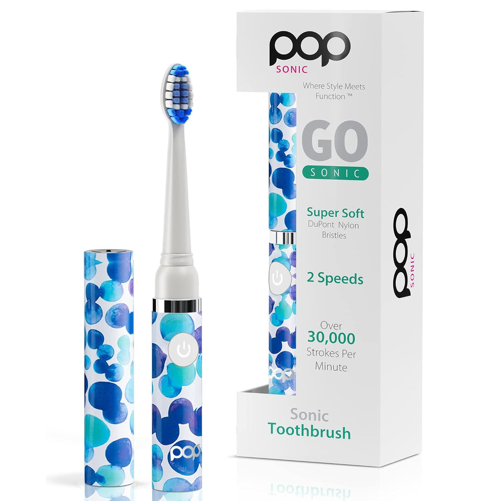 Pop Sonic Electric Toothbrush (Blue Bubble) - Travel Toothbrushes w/AAA Battery | Kids Electric Toothbrushes with 2 Speed & 15,000-30,000 Strokes/Minute, Dupont Nylon Bristles