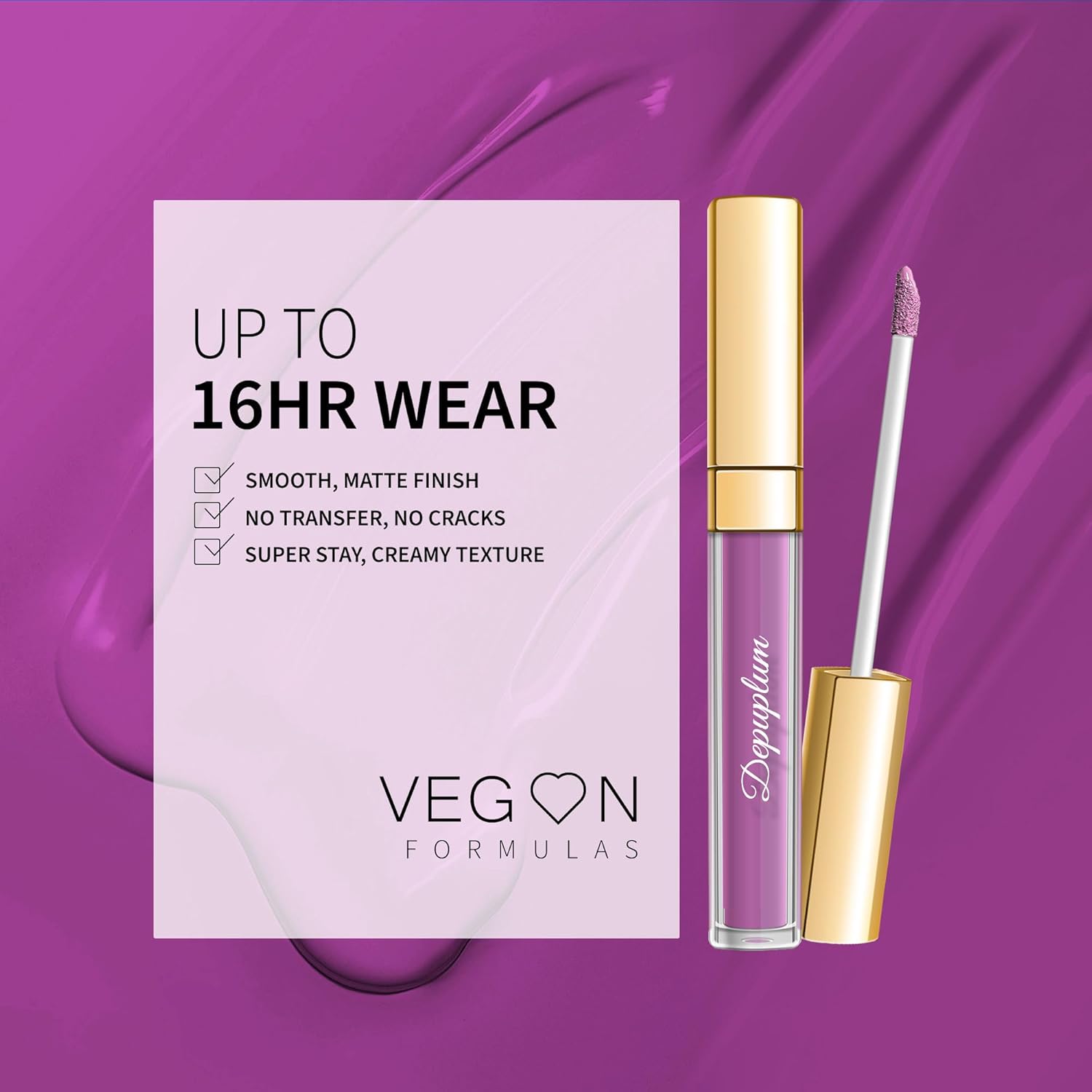 Purple Pink Lipstick Matte for Women Super Stay Long Lasting Lipstick Smudge Proof No Transfer Liquid Lipsticks Cruelty Free Lip Makeup, DM21 Pearl purple