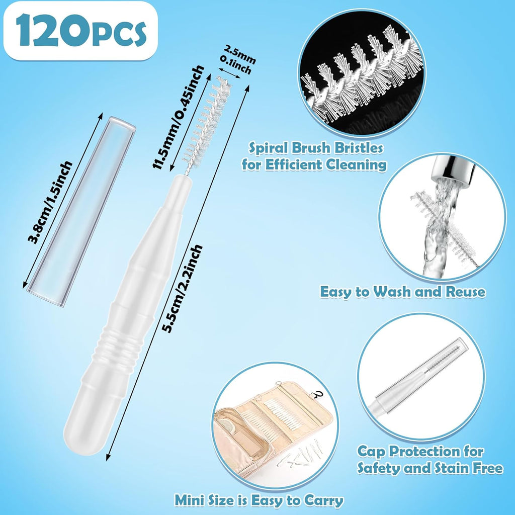 120 Pieces Braces Dental Brush Flosser for Cleaner Interdental Brushes Between Teeth with Soft Bristles 360° Bendable Toothpick Dental Tooth Flossing Oral Dental Hygiene