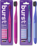 Burst Nova Toothbrush (2 Pack/Pink & Blue) | Sonic Powered Teeth Whitening | Super-Soft Bristles | 18000 VPM | 2 Minute Timer | Aluminum Handle | Replaceable Brush Head | Compact Size | AAA Battery
