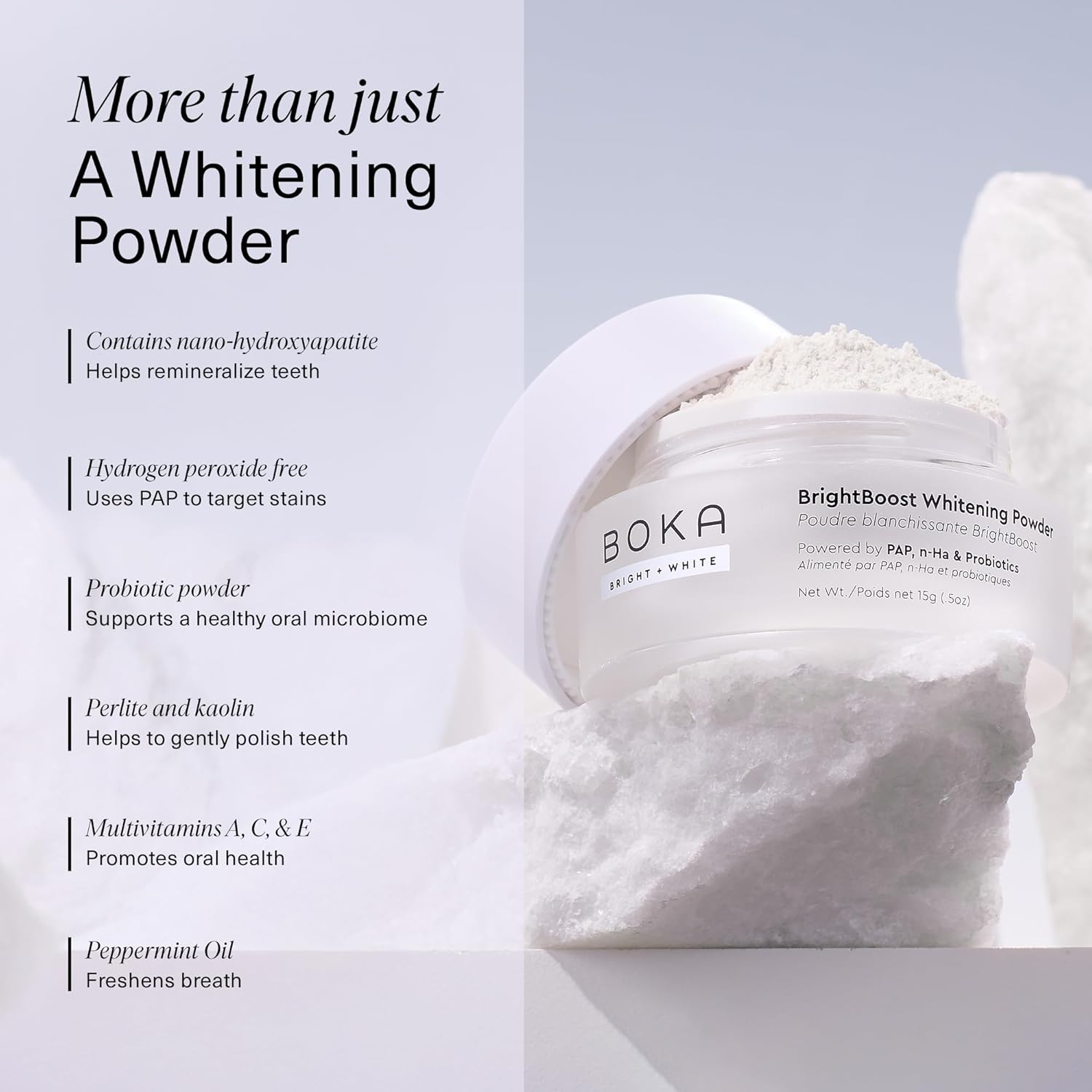 Boka Fluoride Free Whitening* Toothpaste and Boka Teeth Whitening Powder, Nano Hydroxyapatite, Appropriate for Sensitive Teeth, for Adults Oral Care