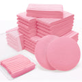 240+1 Count Compressed Facial Sponges, Luxiv Round Face Sponge Professional Compressed Makeup Removal Sponges for Estheticians Wash Face Sponge Compress Exfoliating Spa Pads With Portable Case (Pink)