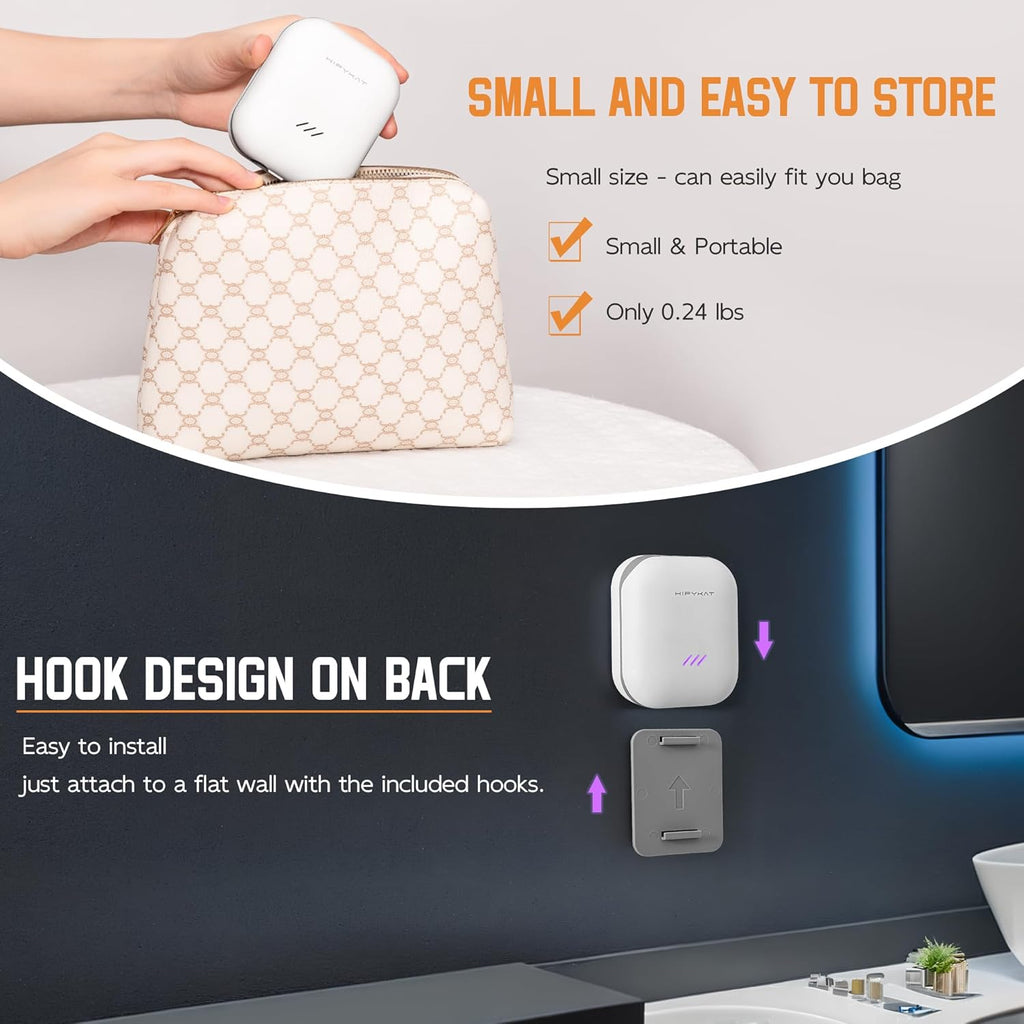 Toothbrush Sanitizeri Case with U V-C Lights, Dryer Heating, Fan Drying - Rechargeable Portable Toothbrush Cover, Hook Wall Mount Sterilizeri Box for Home, Travel & Fits All Toothbrushes