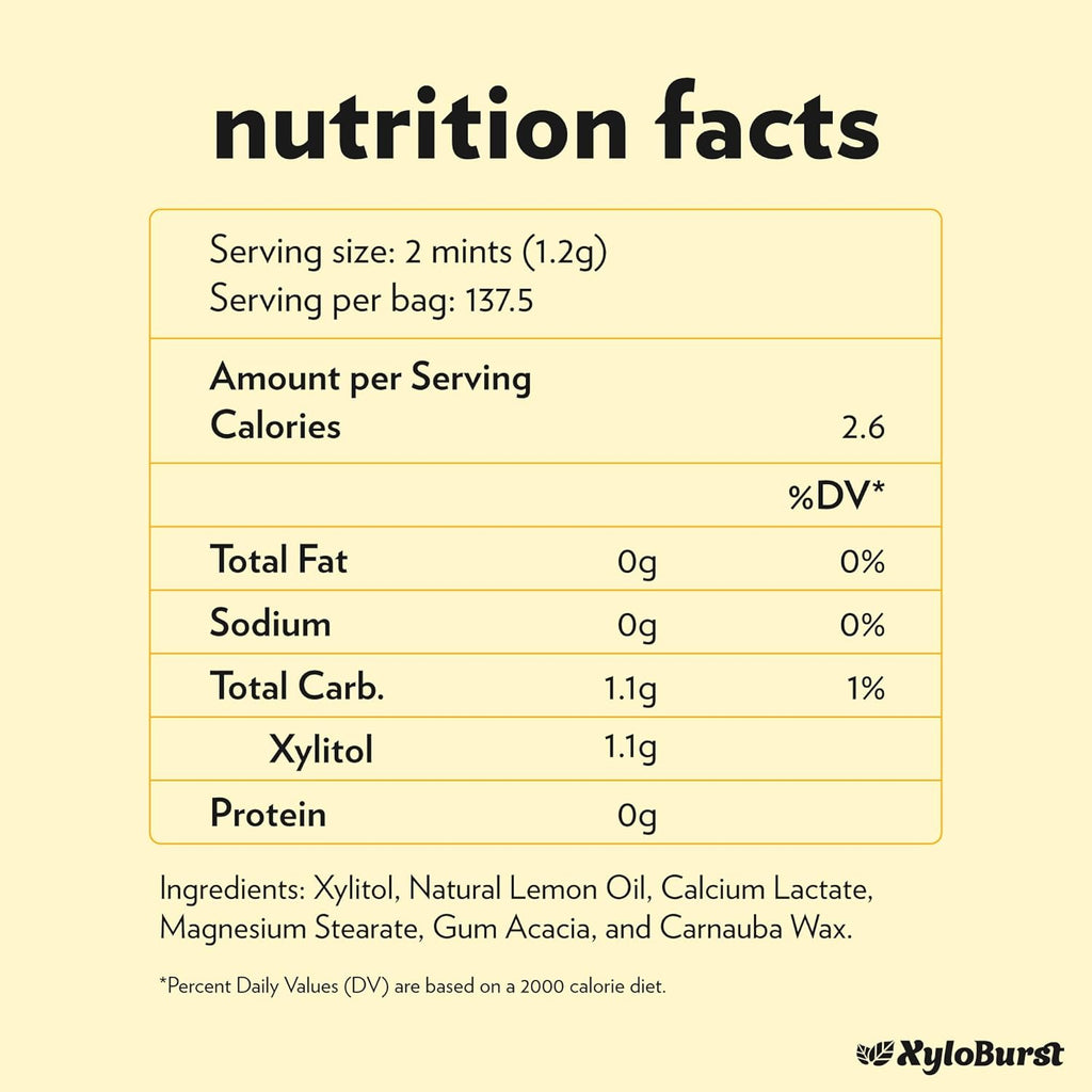 XyloBurst - Xylitol Mints | Sugar Free Breath Freshener for Oral Health | Gluten Free, Vegan, Keto Friendly | Aspartame Free | Lemon | 275 Count