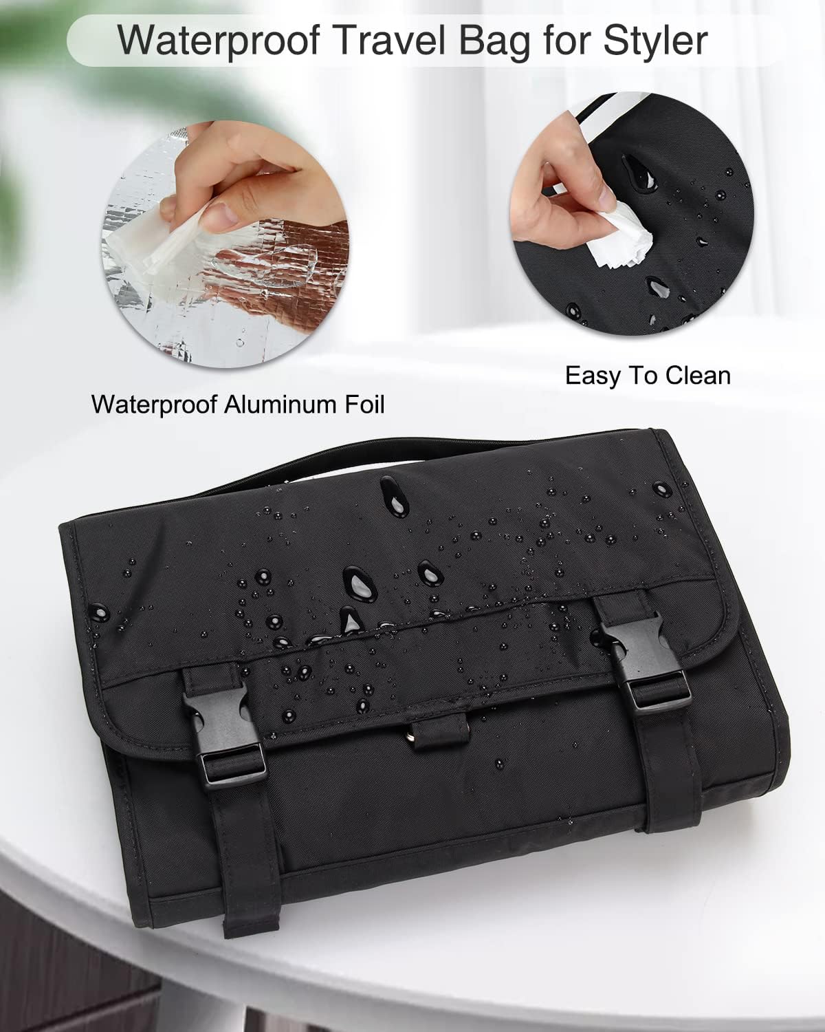 TANTO Travel Makeup Bag, Hanging Makeup Organizer Bag Lightweight Waterproof Large Cosmetic Case Black Toiletry Bag Portable Pouch for Makeup Accessories