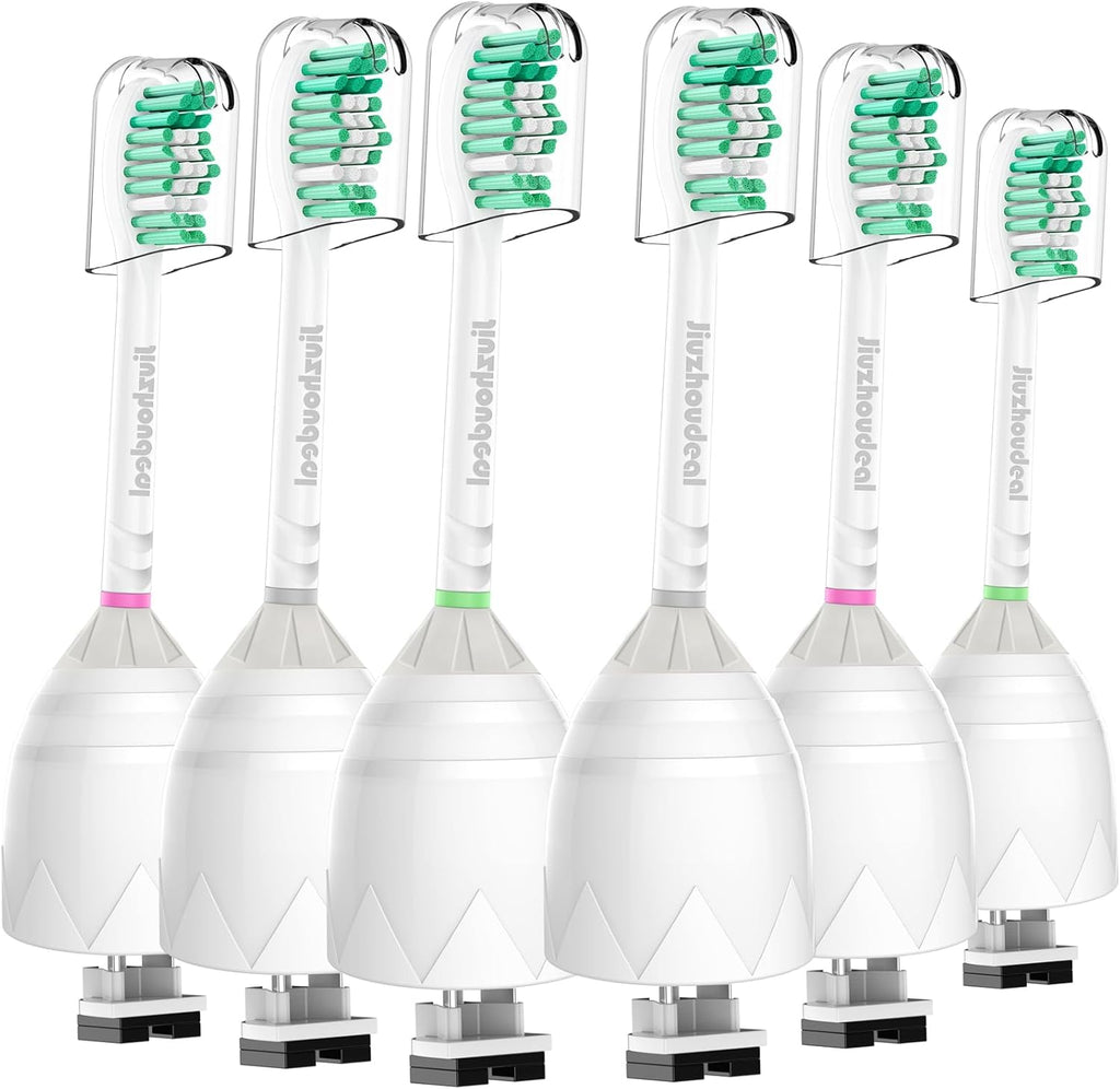 Replacement Toothbrush Heads for Philips Sonicare E-Series, Compatible with Sonicare Essence, Elite, Advance, CleanCare Screw-on Electric Toothbrush HX7022/66, 6 Pack