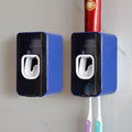 2 Slot Toothbrush Holder and Toothpaste Dispenser Wall Mounted, Automatic Toothpaste Squeezer, 2 in 1 Tooth Brush Toothpaste Organizer for Shower (Dark Blue 2Pack)