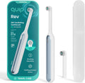 Quip 360 Oscillating Rechargeable Electric Toothbrush with Extra Brush Head - Soft Bristles, Pressure Sensor, 3 Intensities, 30-Day Battery Life, 2-Min Timer, Travel Case, Mirror Mount - Blue Mist