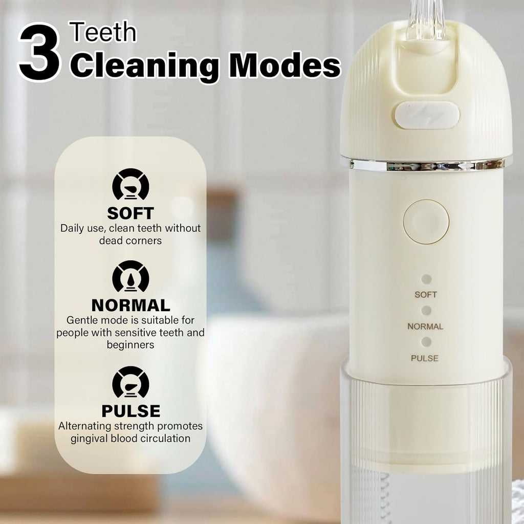 Portable Water Flosser for Teeth 2 Pack, Cordless & Portable Collapsible Oral Irrigator Water Teeth Cleaner Pick for Home Travel Use,3 Modes & IPX7 Waterproof Rechargeable Water Flosser Dental Pick