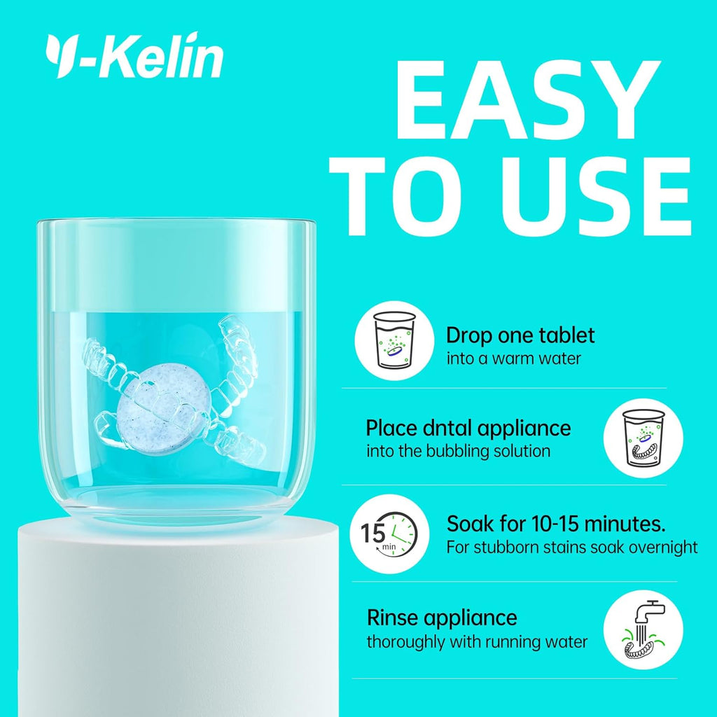 Retainer Cleaner Tablets,Denture Cleaning Tablets for Deep Remove Stains,Denture Cleaner Tablets 240 Tablets - Minty Fresh