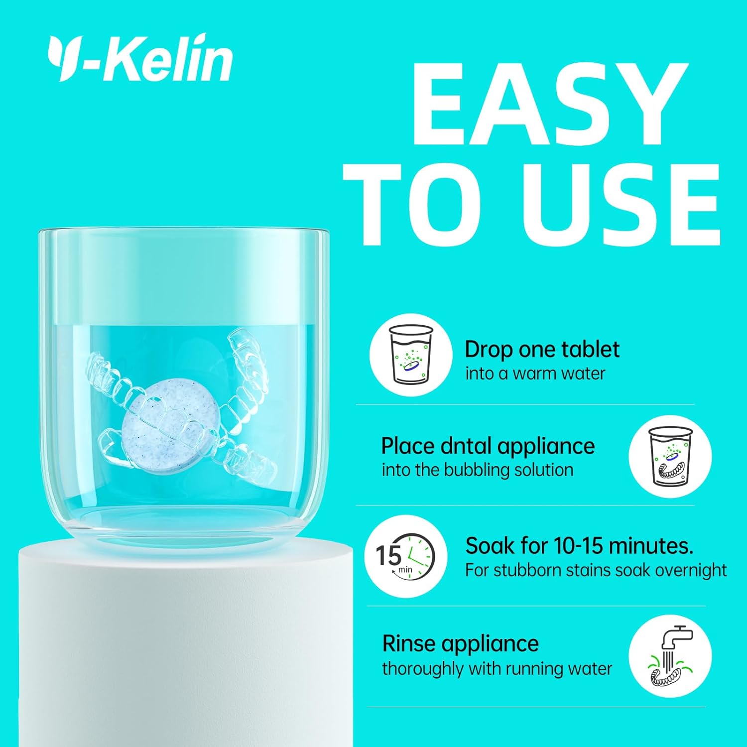 Retainer Cleaner Tablets,Denture Cleaning Tablets for Deep Remove Stains,Denture Cleaner Tablets 240 Tablets - Minty Fresh