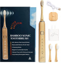 Better & Better Sonic Bamboo Electric Toothbrush for Adults | Rechargeable Electric Bamboo Toothbrush w/Plant-Based Bristles | Soft Brush Heads incl. | 5 Cleaning Modes & Long-Lasting Battery