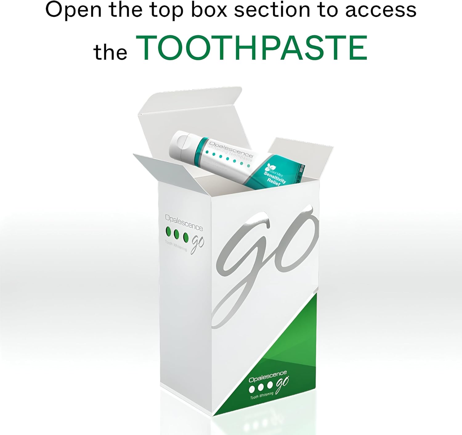 Opalescence GO 15 Whitening Bundle - (7 Treatments) Hydrogen Peroxide Prefilled Teeth Whitening Trays and Travel Sensitive Whitening Toothpaste 1 Oz - Mint Flavor- Includes a Toothbrush - 6288-1T