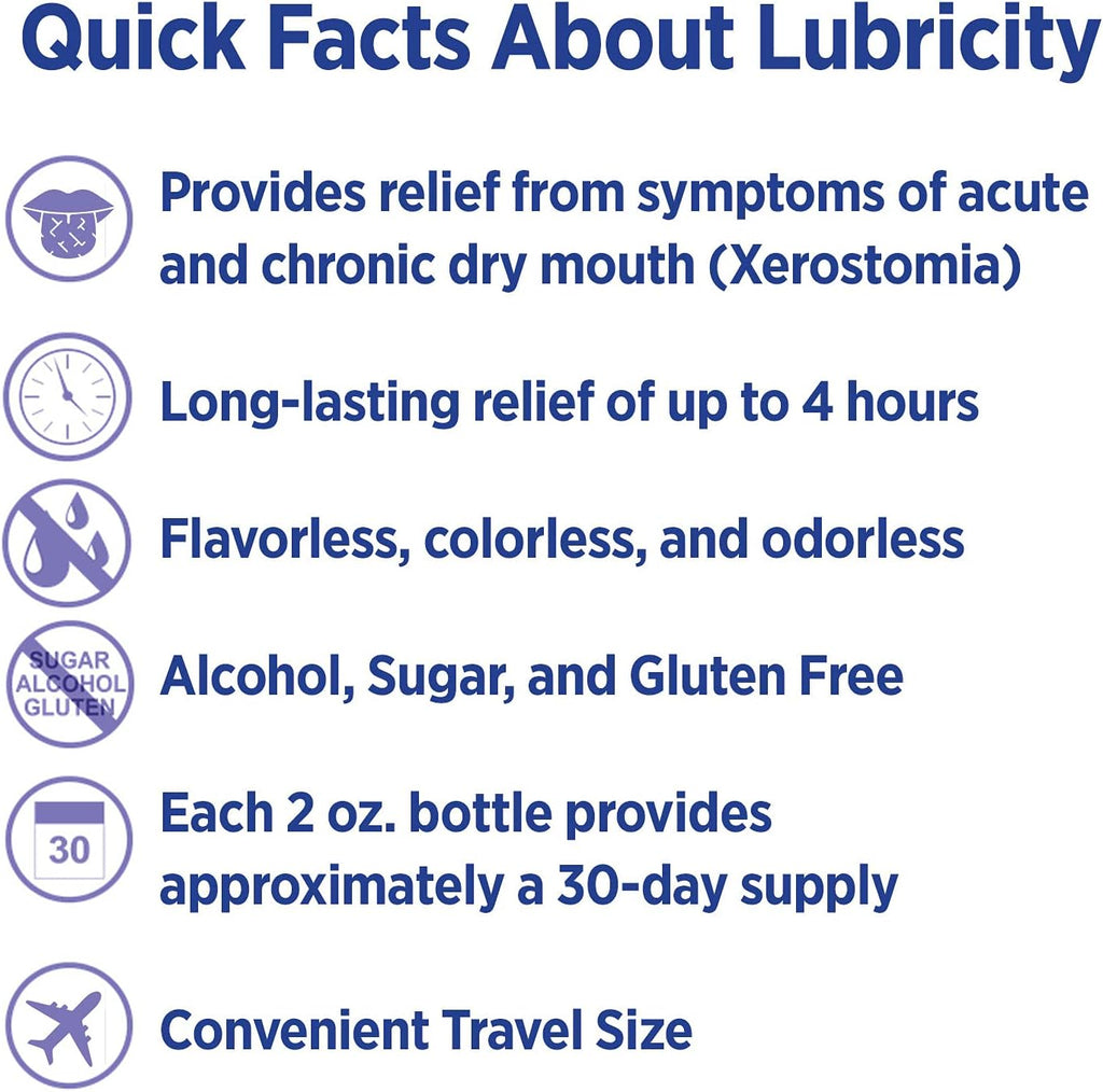 Lubricity Dry Mouth Oral Spray for Symptomatic Relief of Dry Mouth, Flavorless - .5 oz, Travel Size