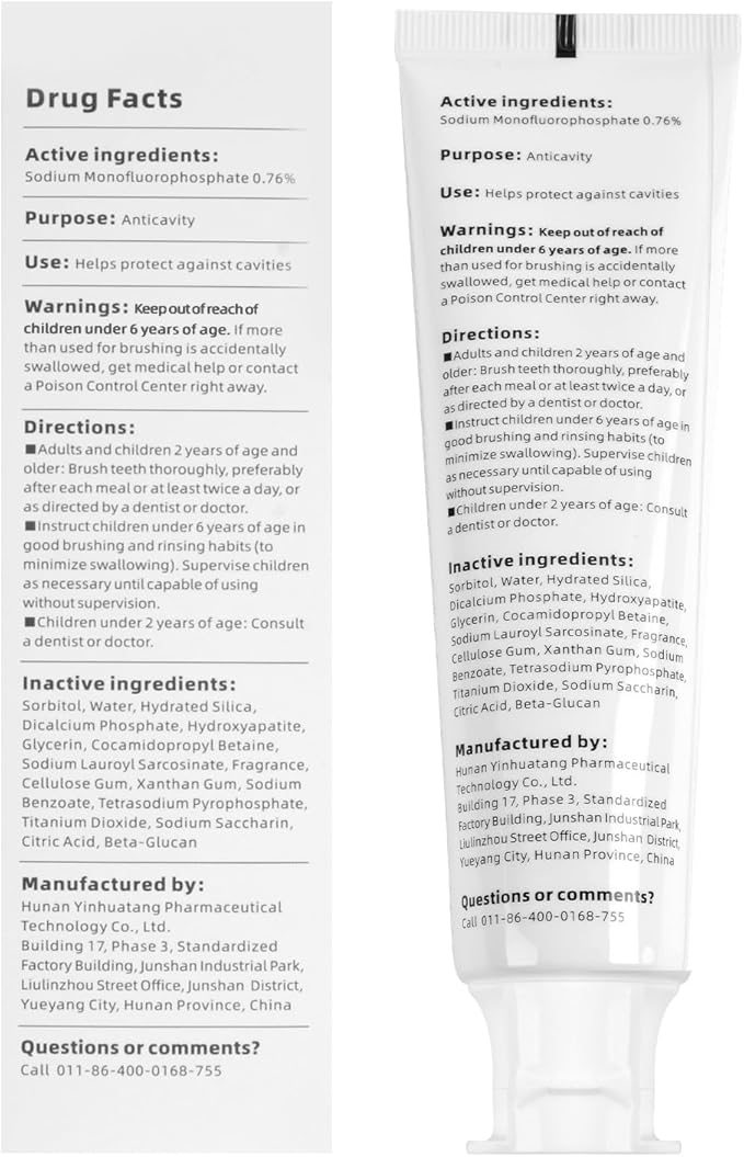 Fluoride Toothpaste with Hydroxyapatite for Sensitive Teeth, Cavity Reversal, Enamel Remineralization, Gum Repair, Travel Size, SLS Free, Mint Flavor, 1 x 3.52oz