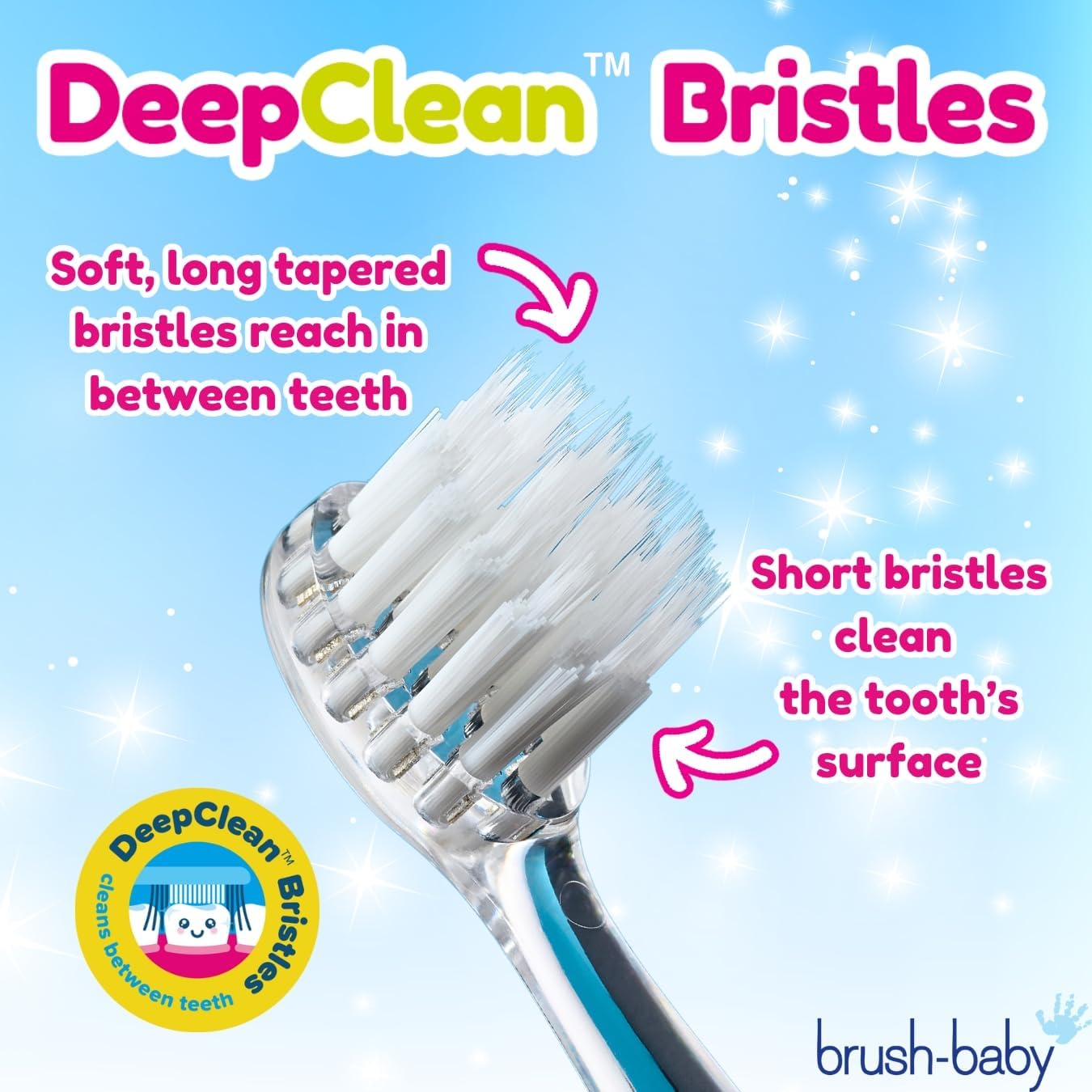 Brush-Baby - Kids Replacement Brush Heads for KidzSonic Electric Toothbrushes, 3+ Years - DeepClean Replaceable Toothbrush Heads with LED - Pack of 4