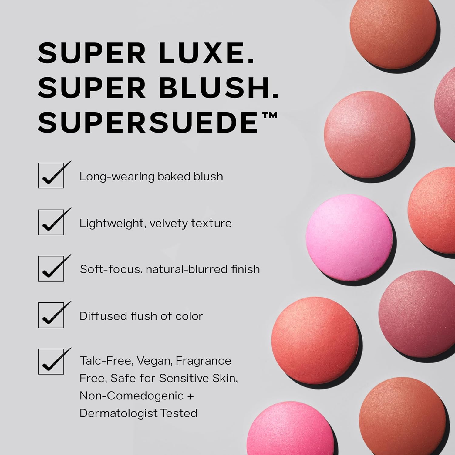 Saie SuperSuede Baked Blush - Talc-Free Powder Blush for Cheeks Infused with Hyaluronic Acid, Glycerin + Squalane - Hydrating Face Makeup for a Natural, Diffused Flush of Color - Bella (0.1 Ounce)