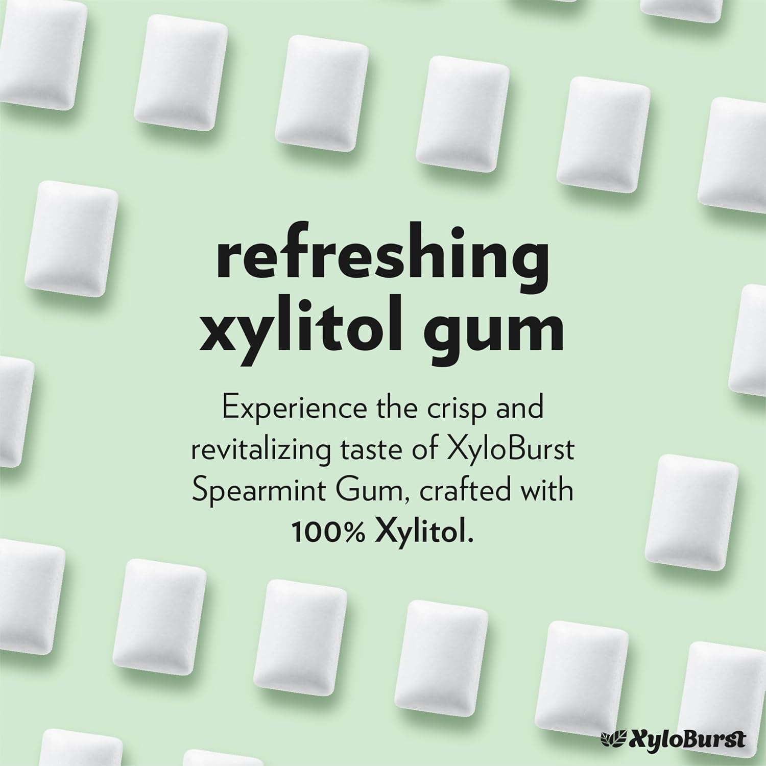 XyloBurst Gum | Xylitol Chewing Gum | Sugar Free, Gluten Free, Keto Friendly | Aspartame Free Gum For Oral Health | Spearmint | 100-Count Jar