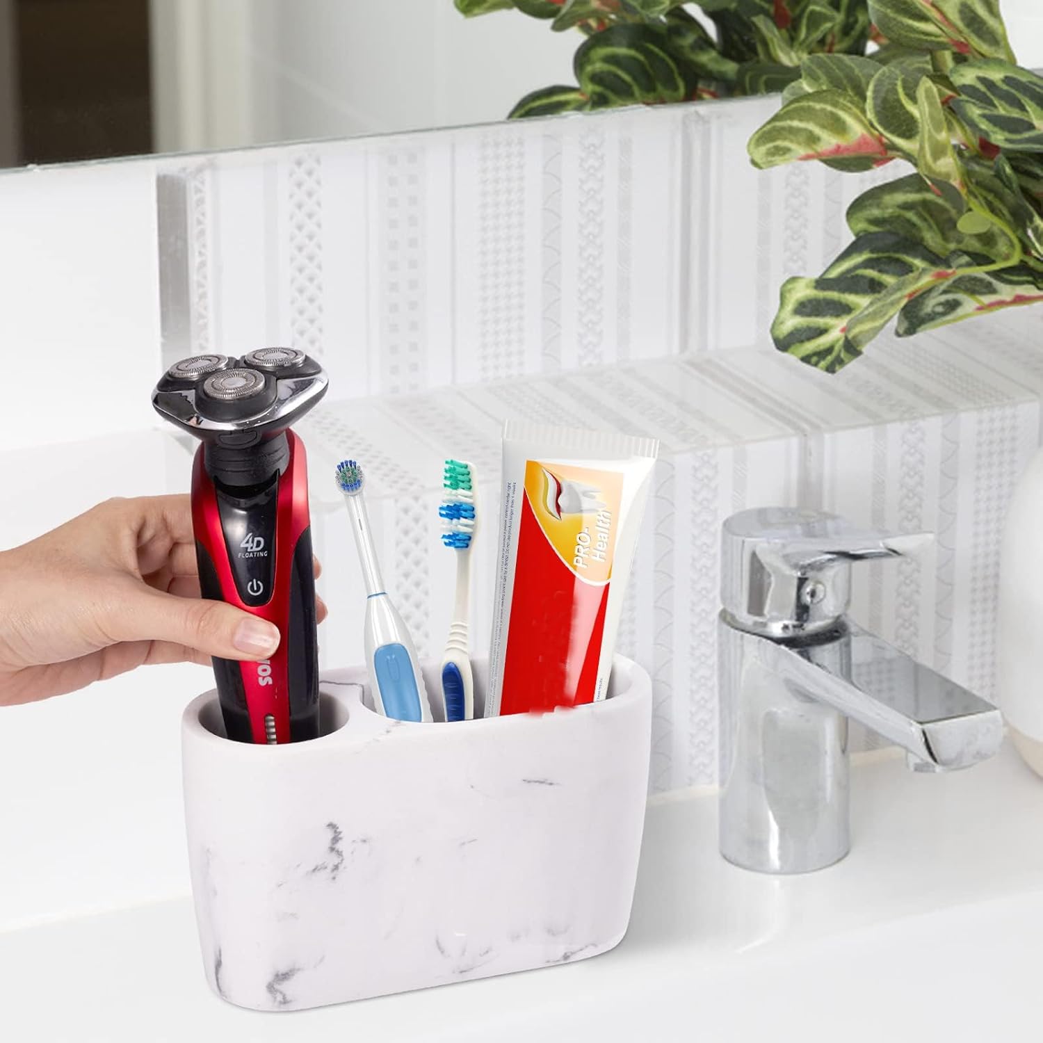 Toothbrush Holder for Bathrooms Toothpaste Holder Stand Bathroom Organizer for Toothbrush Makeup Brushes Holder