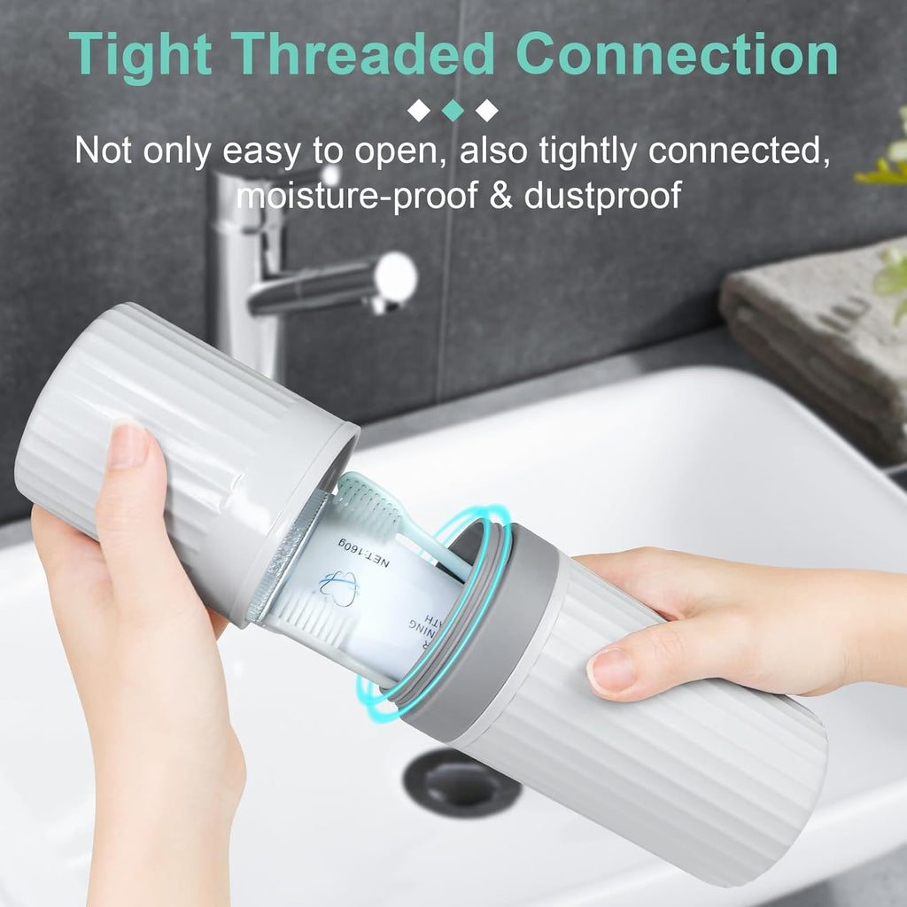 Mulbozy Travel Toothbrush Holder, Large Travel Toothbrush Cup Case, Portable Travel Toothbrush Toothpaste Makeup Storage for Business Trip Camping School - Gray