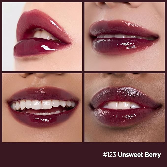 Laka Fruity Glam Tint, 4.5g/0.15oz, Glowing Lip Stain with Wide Color Spectrum, Hydrating & Lightweight Texture, Long-Lasting Bold Stain, Non-Sticky, Vegan, K-Beauty (#123 Unsweet berry)