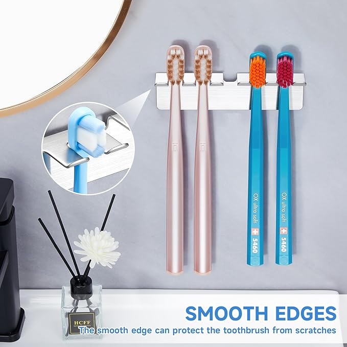 Toothbrush Holders Wall Mounted, Stainless Steel Toothbrush Holder, Electric Toothbrush Holder for Bathroom, Adhesive Toothbrush Organizer, Electric Toothbrush Head Holder, Razor Holder for Shower