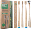 4 Pack Boar Bristles & Bamboo Toothbrush, Premium Natural Boar Bristle Toothbrushes for Adult, Plastic & Nylon Free, Fully Biodegradable Compostable Bamboo Tooth Brushes