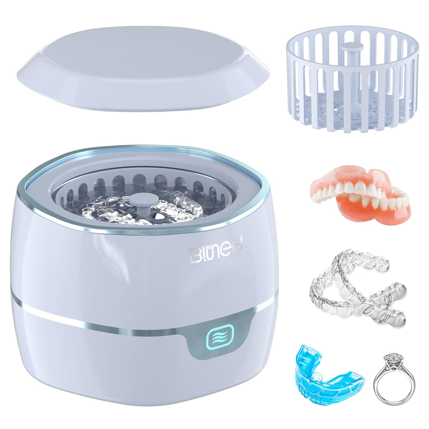 Ultrasonic Retention Cleaner,45kHzRetainer Cleaner Machine for Denture, Mouth Guard, Night Guard, Aligner, Braces, Toothbrush Head & Jewelry,245ML Dental Cleaning Pod