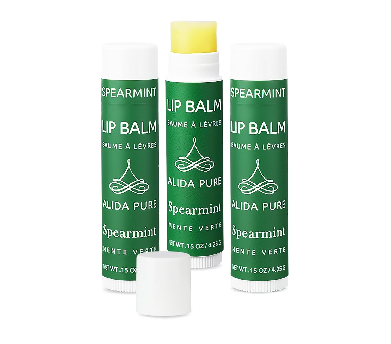 Spearmint Lip Balm Collection, Vegan Set, Beeswax Free, with Organic Jojoba and Avocado Oil, Vitamin E, Natural Moisturizer for Dry, Chapped Lips, 3 Tube Set