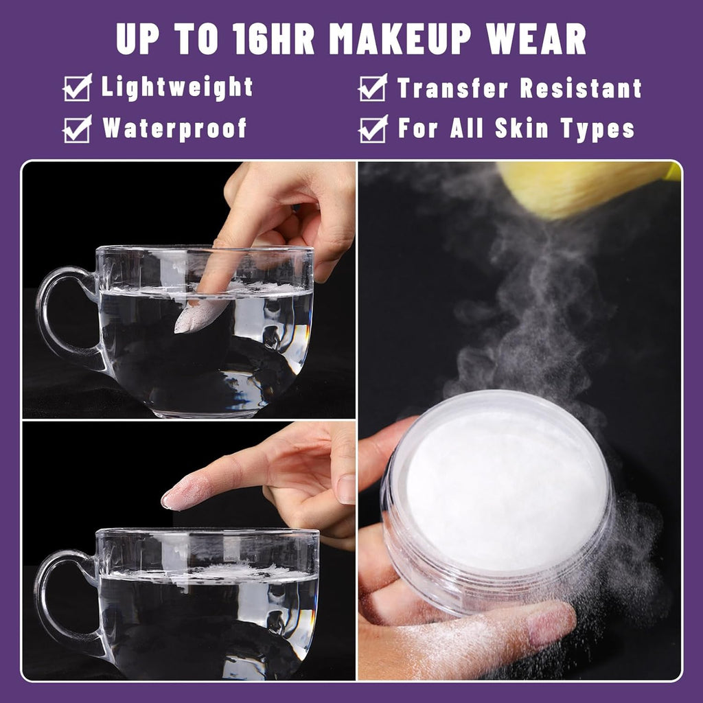 UCANBEMAKUP Long Lasting Makeup Setting Spray Kit- 6.76 Fl oz Hydrating Matte Finish Mist Lightweight Face Make up Fixer +Translucent Loose Setting Powder+2PC Sponge Puff Set