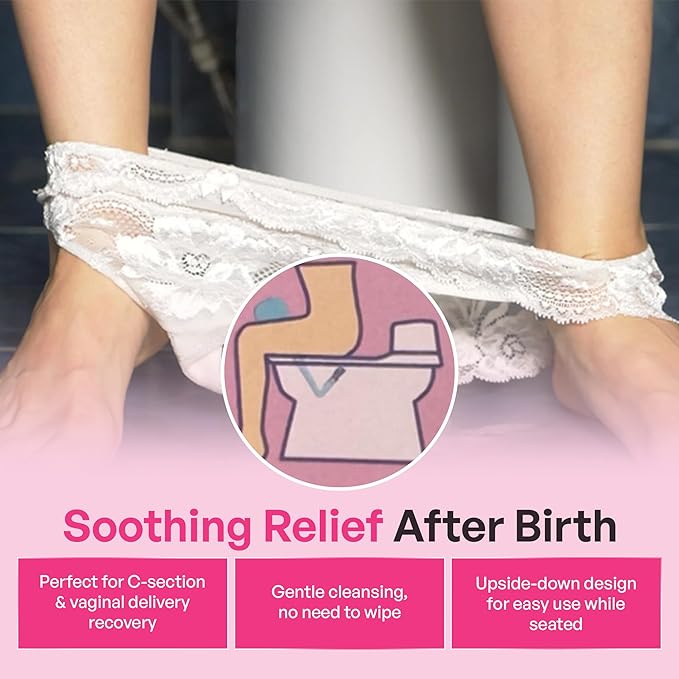 Portable Bidet Bottle for Women - Personal Upside Down Peri Bottle for Feminine Hygiene, Postpartum & Period Care with Angled Sprayer & Storage Bag - Perfect for Travel & New Moms (10 oz)